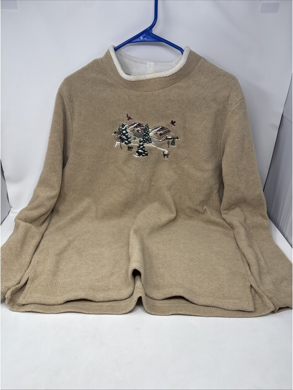 Croft & Barrow Fleece Nature Embroidered Pullover Sweatshirt Women's Large